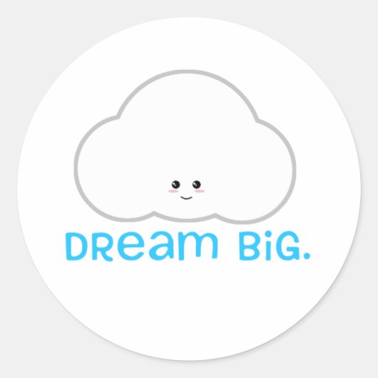 Dream Big Niedlich Kawaii Sticker Cloud (Vorderseite)