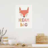 Dream Big | niedlicher kleiner Fuchs Poster (Küche)