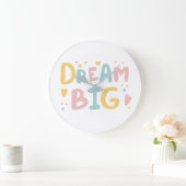 Dream Big Pastel Hearts Große Wanduhr (Zuhause)