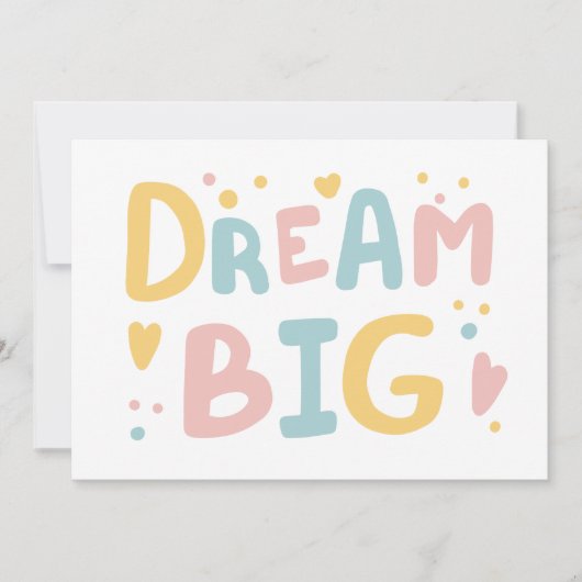 Dream Big Pastel Hearts Karte (Vorderseite)