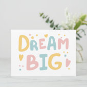 Dream Big Pastel Hearts Karte (Stehend Vorderseite)