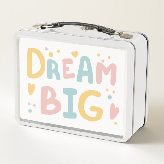 Dream Big Pastel Hearts Metall Brotdose (Rückseite)