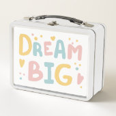 Dream Big Pastel Hearts Metall Brotdose (Vorderseite)