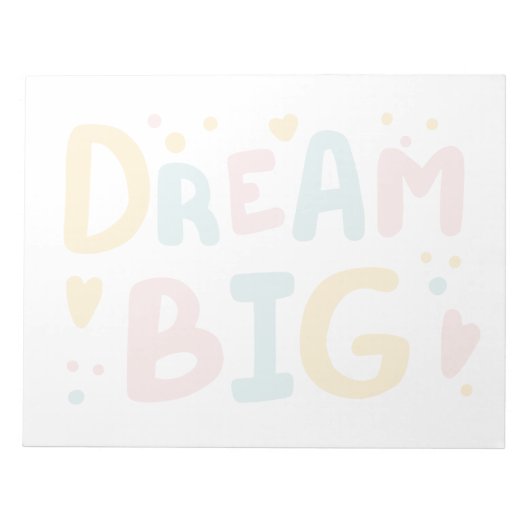 Dream Big Pastel Hearts Notizblock (Vorderseite)