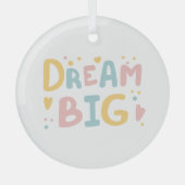 Dream Big Pastel Hearts Ornament Aus Glas (Vorderseite)