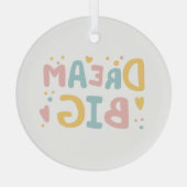 Dream Big Pastel Hearts Ornament Aus Glas (Rückseite)