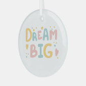 Dream Big Pastel Hearts Ornament Aus Glas (Vorderseite links)