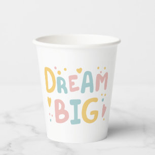 Dream Big Pastel Hearts Pappbecher
