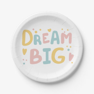 Dream Big Pastel Hearts Pappteller