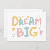 Dream Big Pastel Hearts Postkarte (Vorne/Hinten)
