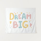 Dream Big Pastel Hearts Wandteppich (Vorderseite (Horizontal))