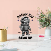 Dream Big Paws Up Astronaut Dog Acrylschild (Hochzeit)