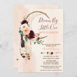 Dream Big Peach & Burgundy Boho Erster Geburtstag Einladung