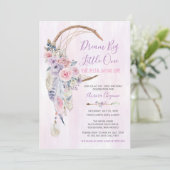 Dream Big Pink & Lila Boho Erster Geburtstag Einladung (Stehend Vorderseite)