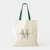 Dream Big Positivity Sage Green Monogram Initial Tragetasche (Rückseite)