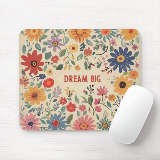 Dream Big Quote Mousepad - Blumen (Mit Mouse)