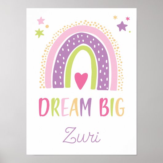 Dream Big Rainbow Hörnchen Girls Poster (Vorne)