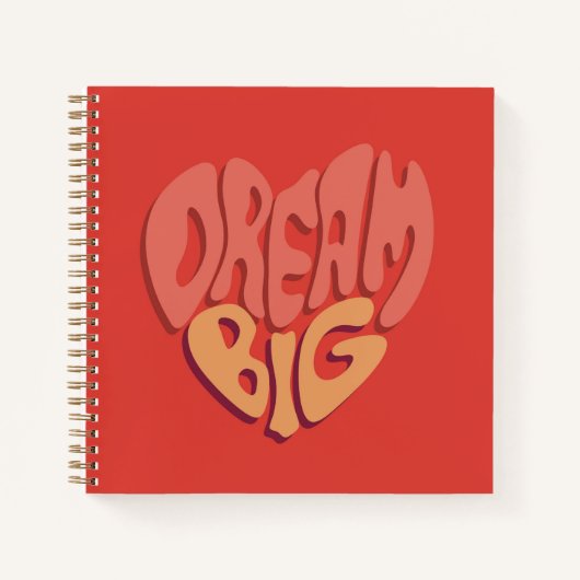 Dream Big: Red Heart Powerful Slogan Notizblock (Vorderseite)