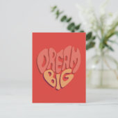 Dream Big: Red Heart Powerful Slogan Postkarte (Stehend Vorderseite)