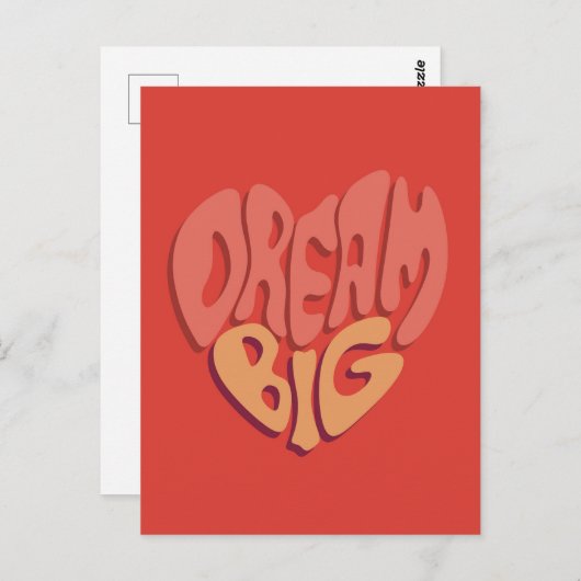 Dream Big: Red Heart Powerful Slogan Postkarte (Vorne/Hinten)