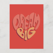 Dream Big: Red Heart Powerful Slogan Postkarte (Vorderseite)