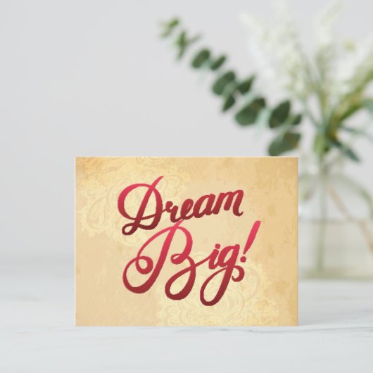 Dream Big Red Postkarte (Stehend Vorderseite)