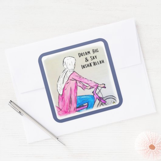 Dream Big & Say InshaAllah -Stickers Quadratischer Aufkleber (Umschlag)