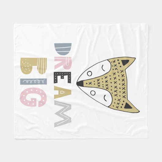 Dream Big Scandinavian Fox Fleecedecke (Vorderseite (Horizontal))