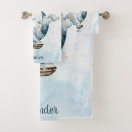 Dream Big Ship im Meer individuell anpassbar Badhandtuch Set