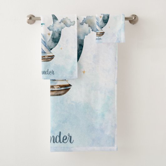 Dream Big Ship im Meer individuell anpassbar Badhandtuch Set (Insitu)