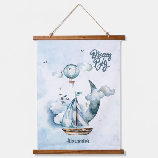 Dream Big Ship im Meer individuell anpassbar Wandteppich Mit Holzrahmen (Vorderseite)