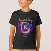 Dream Big Space Galaxy Metallic Gold Monogram Name T-Shirt (Vorderseite)