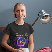 Dream Big Space Galaxy Metallic Gold Monogram Name T-Shirt