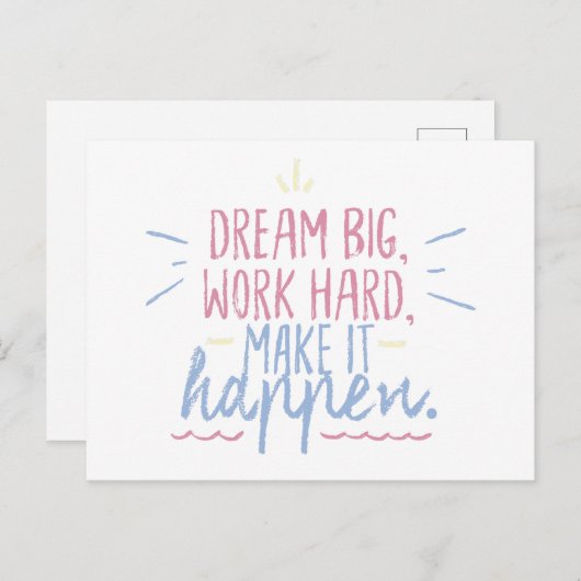 Dream Big Work harte Motivation Geschenk Postkarte (Vorne/Hinten)