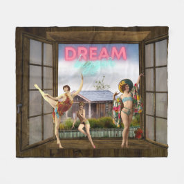 Dream Bigger Altered Art Vintag Dancers Fleecedecke