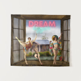 Dream Bigger Altered Art Vintag Dancers Wandteppich