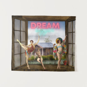 Dream Bigger Altered Art Vintag Dancers Wandteppich