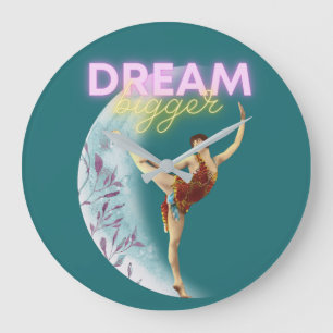 Dream Bigger Vintage Ballet Dancer  Große Wanduhr