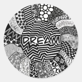 DREAM Black and White Sunburst Sticker
