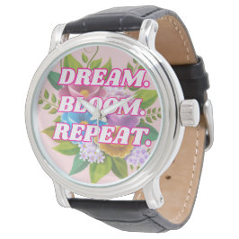 Dream Bloom Wiederholung florale Motivierend Kette Armbanduhr