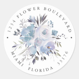 Dream Blue | Botanische Hochzeit - Rücksendeadress Runder Aufkleber