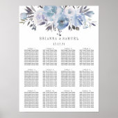 Dream Blue Floral Wedding Chart Poster (Vorne)