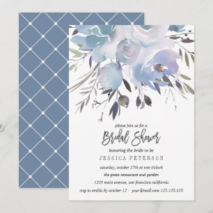 Dream Blue Flowers Hochzeitliches Brautparty Party Einladung