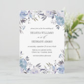 Dream Blue | Hochzeit Extravaganter rustikaler Blu Einladung (Stehend Vorderseite)