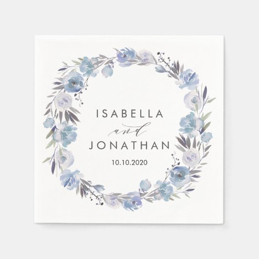 Dream Blue | Rustikale Hochzeit Personalisiert Serviette (Vorderseite)