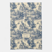 Dream Castle Classic Blue and Ivory Toile de Jouy Geschirrtuch (Vertikal)