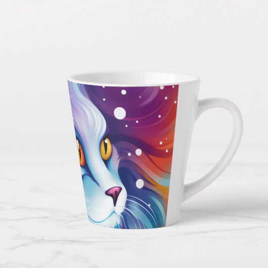 Dream Cat Abstrakte Farbwelt Milchtasse (Rechts)