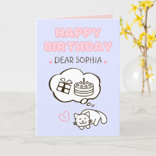 Dream Cat&Cake&Gift Happy Birthday Card Karte