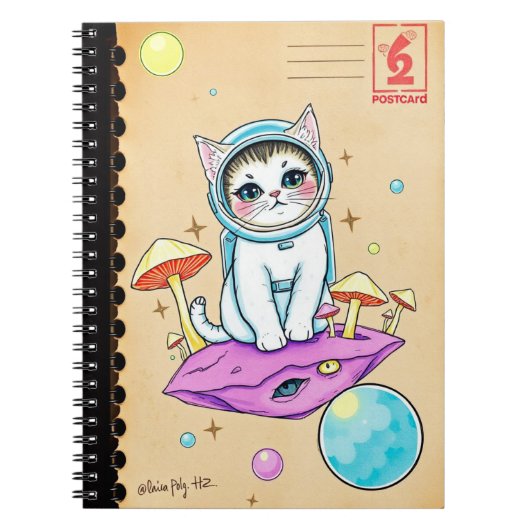 Dream Cat Journal - Retro Cosmic Vibes Notizblock (Vorderseite)