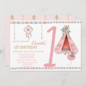 Dream Catcher,Arrows,FlamingoBirthday Einladung (Vorne/Hinten)